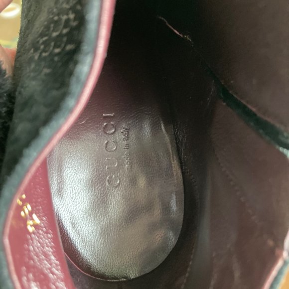 🌟HOST PICK🌟 Gucci Noah Brocade Black Leather Suede Ankle Boots Booties Size 36 - Picture 5 of 16